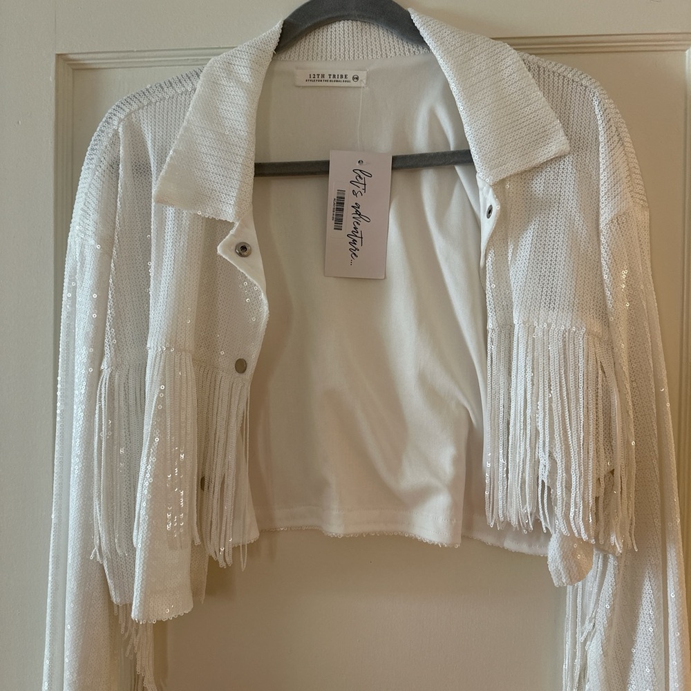 12th Tribe Ivory Sequin Blouse - Picture 3 of 3